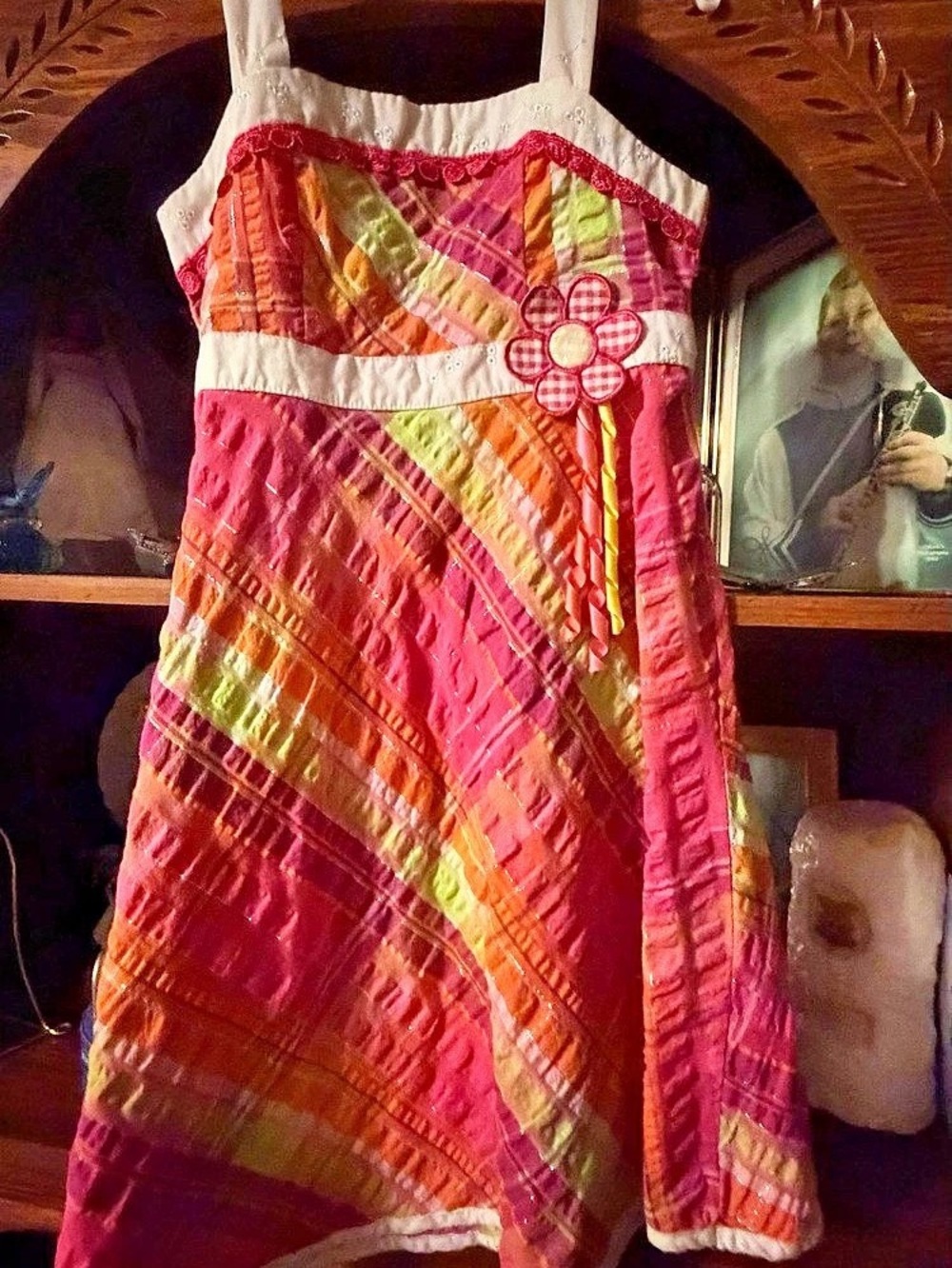 Youngland Girls' Geometric Dress Pink & Orange Size 6